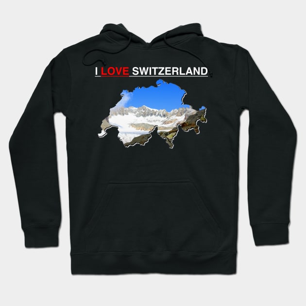 I Love Switzerland Rhone Glacier Hoodie by PathblazerStudios